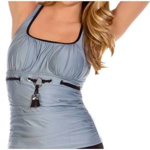 NEW ECO SWIM t-back tankini top in grey